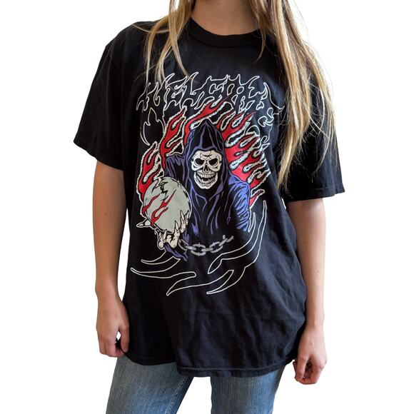 Welcome Black Graphic Tee Men’s Large Grim Reaper Skateboard Streetwear | NWOT - Picture 3 of 8